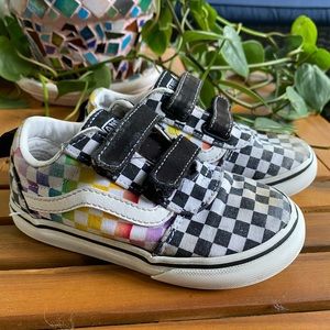 Vans- toddler size 9 - checked black and white and rainbow